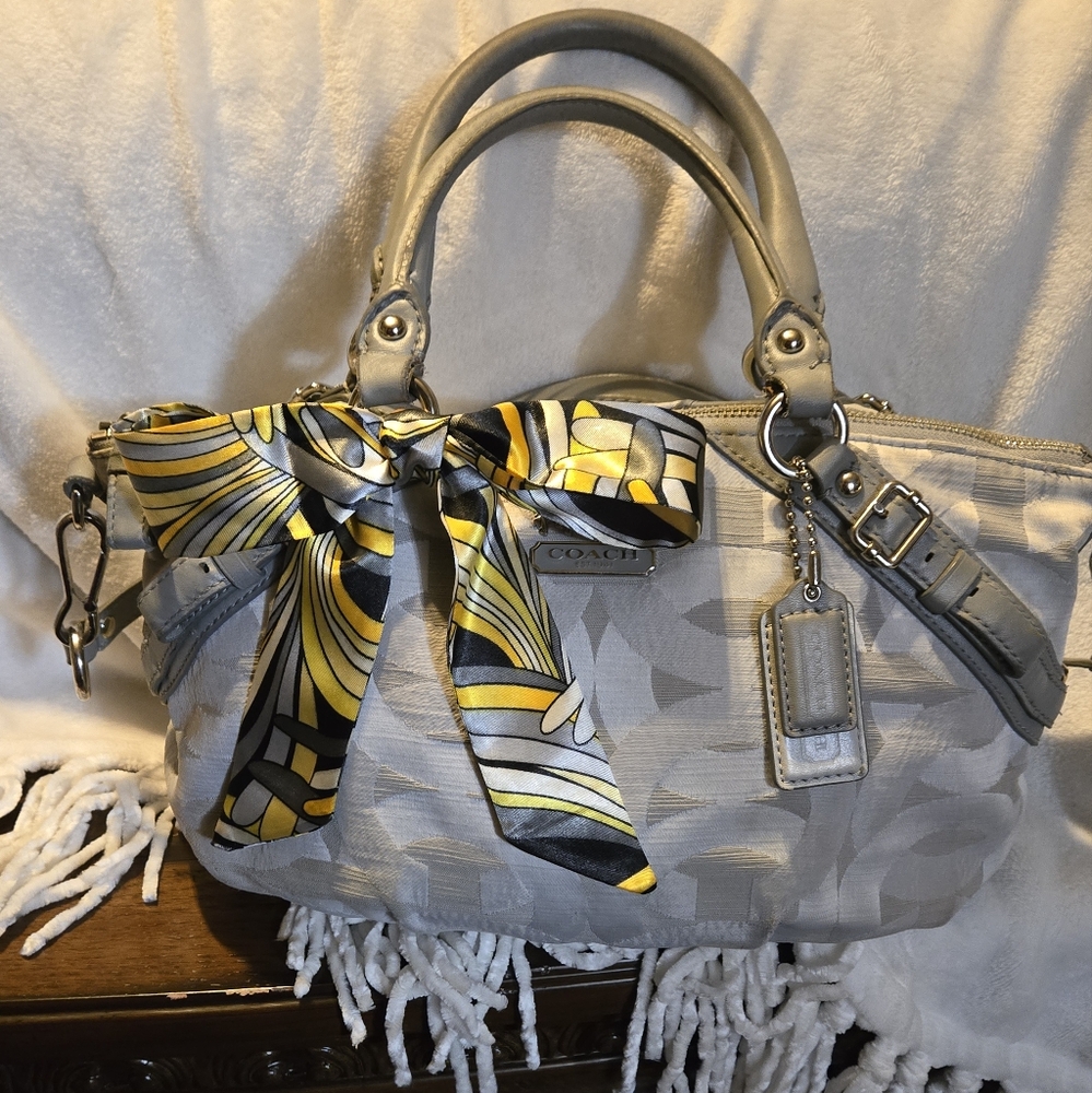 Coach Gray Madison Sophie Op Art  With Crossbody Strap